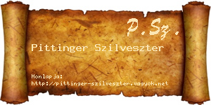Pittinger Szilveszter névjegykártya